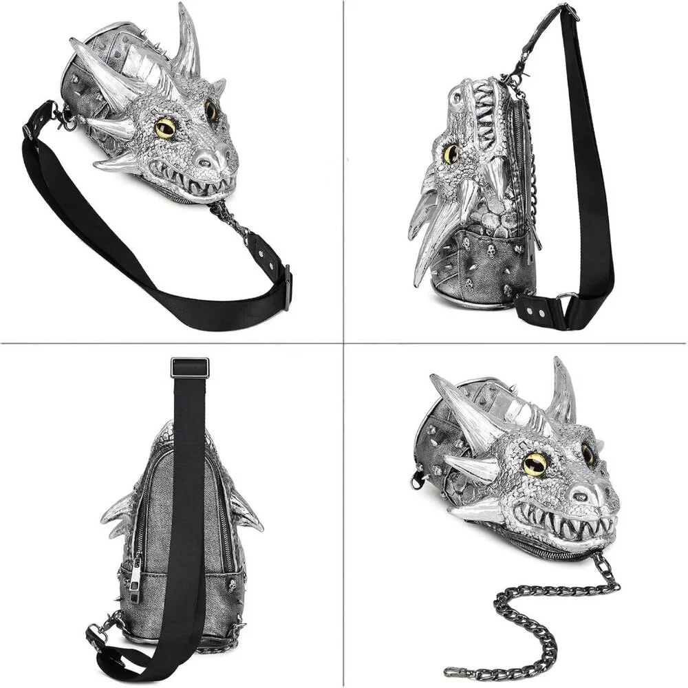 Unique PVC Dragon Head Crossbody Bag - Trendy Halloween Purse for Everyone